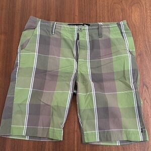 Billabong y2k Green and Brown Plaid Shorts